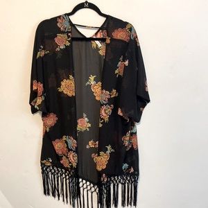 Xhilaration. Sheer loose coverup with tassel hem size S.